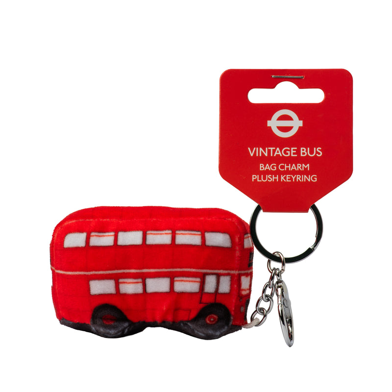 Vintage London Bus Plush Keyring