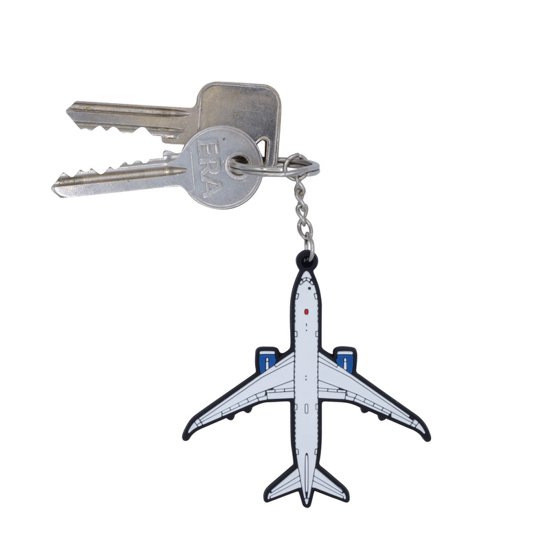 787 Rubberised Aeroplane Keyring with Metal Keychain